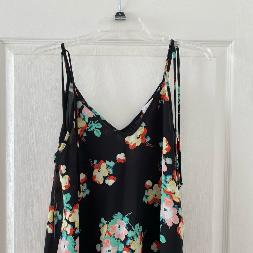 Black floral spaghetti strap blouse